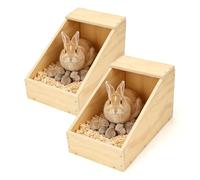 Rypet Rabbit Nesting Box for Breeding, Wooden Bunny Nesting Box with Low-Step Entry Anti-Crush Design, Enclosed Rear Sanctuary Rabbit Breeding Box with Lid, Chew-Resistant Wooden Nest Box