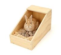 Rypet Rabbit Nesting Box for Breeding, Wooden Bunny Nesting Box with Low-Step Entry Anti-Crush Design, Enclosed Rear Sanctuary Rabbit Breeding Box with Lid, Chew-Resistant Wooden Nest Box