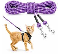 Rypet Reflective Cat Long Leash - 30 FT Escape Proof Walking Leads Yard Long Leash Durable Safe Personalized Extender Leashes Traning Play Outdoor for Kitten, Puppy, Rabbit and Small Animals(Purple-M)