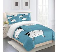 RYQRP Single Duvet Cover Set Sheep Animals Printed Quilt Bedding Set with Zipper Closure in Polyester, 3pcs, 1 Quilt Cover 2 Pillowcases for Children Adults, 140x200cm
