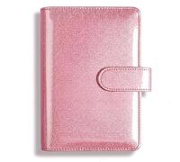 RYQZHHY Notebook With Dividers Glitter Creative Handbook Glittering Notepad Shell Laser Pattern Notebook Loose-leaf Case A5 PU Leather(Rose Gold)