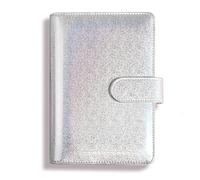 RYQZHHY Notebook With Dividers Glitter Creative Handbook Glittering Notepad Shell Laser Pattern Notebook Loose-leaf Case A5 PU Leather(Silver)
