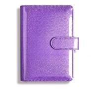 RYQZHHY Notebook With Dividers Glitter Creative Handbook Glittering Notepad Shell Laser Pattern Notebook Loose-leaf Case A5 PU Leather(PURPLE)