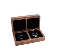 RYQZHHY Ring Box Black Walnut Ring Necklace Earrings Storage Box Two-sided Solid Wood Wrapped Portable Jewelry(Black)