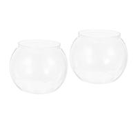 RYQZOVKX 2pcs Transparent Small Fish Tank Plastic Fish Bowl Bubble Bowl Glass Container Transparent Round Fish Plastic Round Aquarium Mini Glass Vase Flowerpot Office The Pet Hydroponics