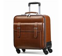 RYRYR Cabin Suit Cases with Wheels,Hard Shell Carry On Hand Suitcase PU Leather,Travel Luggage with 4 Spinner Wheel,Telescopic Drag Handle Sided(Brass,24 Inch)