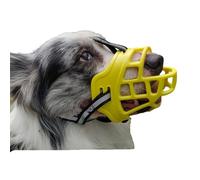 RYRYR Dog Mask, Muzzle,Plastic Breathable Mesh Training Anti Barking Guard For Dogs,Adjustable,Humane Design,Allows Panting And Drinking(Yellow,XL)