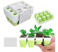Ryscam 6pcs Reusable Seed Starter Kit, 72 Cells Seed Starter Trays, Silicone Seedling Starter Trays for Starting Plant Seeds with Flexible pop-Out Cells, Indoor Gardening Plant Germination Trays