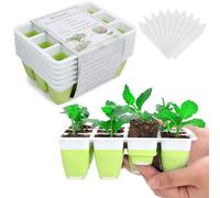 Ryscam 6pcs Reusable Seed Starter Kit, 72 Cells Seed Starter Trays, Silicone Seedling Starter Trays for Starting Plant Seeds with Flexible pop-Out Cells, Indoor Gardening Plant Germination Trays