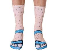 Ryshman 3D Manicure Print Socks Funny Flip Flop Socks 3D Pattern Socks Sandal Socks Low Cut Ankle Silly Socks- A Gag Gift, Men Beige, 4-10.5 UK