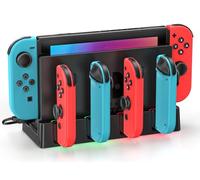 Rysker JoyCon Charging Station for Nintendo Switch & OLED, Charge 4 Controllers with LED Indicator