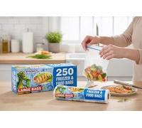 Rysons Large Freezer & Food Bags, 250 Pack, Clear Plastic, 22 x 28cm, Resealable, Zip Lock, Food Storage