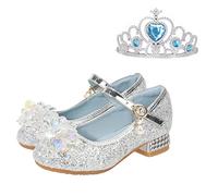 rystal ow Heels Glitter Princess Sandals for Girls, Kids hinestone Ankle Strap Sequins Mary Jane Dress Shoes, Shiny iamond Sparkly Sequins School Performance Footwear (Grey, 13.5 Little Child)