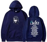 RYSXJLX Ado The First World Tour Wish 2024 Hoodie Women Men Blue Rose Fashion Long Sleeve Sweatshirt (M,navy)