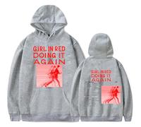 RYSXJLX Girl In Red I'M DOING IT AGAIN BABY Hoodie Unisex 2024 Tour Retro Classic Long Sleeve Sweatshirt (M,grey)