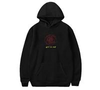 RYSXJLX Girl in red Merch Rose Print Hoodie Unisex Casual Fashion Retro Classic Sweatshirt Streetwear (L,black)