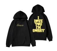 RYSXJLX Gracie Abrams I Love You I'm Sorry 2024 Hoodie Unisex Retro Fashion Classic Long Sleeve Sweatshirt (3XL,black)