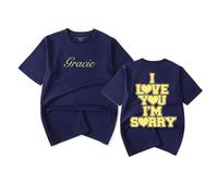RYSXJLX Gracie Abrams Merch I Love You I'm Sorry Logo T-Shirt Women Men Fashion Casual Short Sleeve Tee (XXS,Navy)