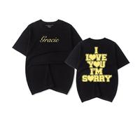RYSXJLX Gracie Abrams Merch I Love You I'm Sorry Logo T-Shirt Women Men Fashion Casual Short Sleeve Tee (L,Black)