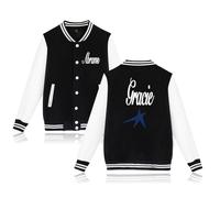 RYSXJLX Gracie Abrams Merch Star Logo Baseball Jacket Women Men Long Sleeve Jacket Streetwear (black,XS)