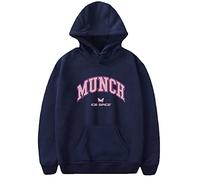 RYSXJLX Ice Spice Merch Munch Hoodie Unisex Casual Retro Classic Long Sleeve Hoodies Rapper HipHop Style (L,navy)