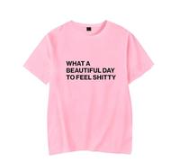 RYSXJLX Lauren Spencer Smith What A Beautiful Day T-Shirt 2025 Women Men Fashion Casual Print Short Sleeve Tee (L,Pink)