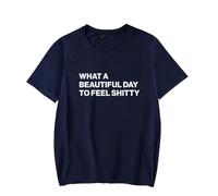 RYSXJLX Lauren Spencer Smith What A Beautiful Day T-Shirt 2025 Women Men Fashion Casual Print Short Sleeve Tee (L,Navy)