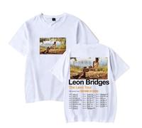 RYSXJLX Leon Bridges The Leon Tour T-Shirt 2024 Women Men Fashion Casual Short Sleeve Tee (3XL,White)