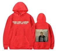 RYSXJLX The Kid LAROI The First Time Tour 2024 Hoodie Unisex Albun Merch Classic Long Sleeve Sweatshirt (M,red)