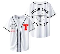 RYSXJLX Tiesto Merch Logo Jersey 2024 Jersey T-Shirt Men Women Fashion Short Sleeve Baseball Jersey (XL,White)
