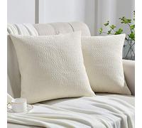 Rythome Set of 2 Cozy Boucle-Like Textured Throw Pillow Covers for Couch and Bed - 20"x20", Ivory