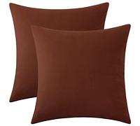 Rythome Set of 2 Rust-Tone Velvet Throw Pillow Covers for Couch and Bed - 18"x18", Clay