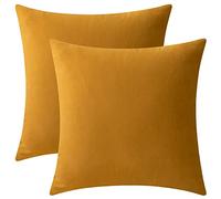 Rythome Set of 2 Velvet Throw Pillow Covers for Couch and Bed - 14"x14", Marigold