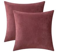 Rythome Set of 2 Velvet Throw Pillow Covers for Couch and Bed - 16"x16", Mauve Dusk