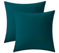 Rythome Set of 2 Velvet Throw Pillow Covers for Couch and Bed - 18"x18", Teal-Blue