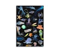 RYTWQRWE Undersea Poster Animals Posters Aesthetic Wall Art Decor Vintage Canvas Decorative Painting Poster for Living Room Bed Room 12x18inch(30x45cm) Unframe-style