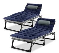 Ryuhic 2Pack Folding Camping Beds for Adults, Heavy Duty Outdoor Camping Cot with Mattress, Oversized Portable Sleeping Bed for Camp Home Office Use