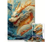 Ryujin King Of The White Dragons Hard Jigsaw Puzzle for Adults 1000 Pieces Fine Logic Toy Calm Fun Neat Edge Thoughtful Gift (50x75cm)