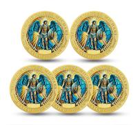 RYUKENLM 5pcs Archangel Michael Christian Challenge Coin Psalm 91:10-11 Verse Token Religious Spiritual Guardian Coins Inspirational Christian Gift for Men Women