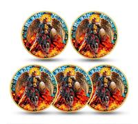 RYUKENLM 5pcs St. Michael Archangel Protection Christian Challenge Coin Psalm 91:10-11 Verse Religiou Faith Token Inspirational Christian Gift for Men Women