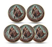 RYUKENLM 5pcs Templar Knight Challenge Coin - Symbol of Courage, Honor, Freedom - Inspirational Warrior Gift for History Lovers, Faith Seekers and Warrior Enthusiasts