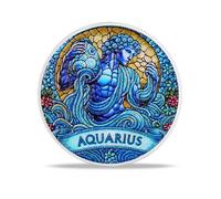 RYUKENLM Aquarius Zodiac Challenge Coin, 12 Zodiac Constellation Coin Talisman,Good Luck Charm Tarot Coin, Meaningful Star Sign Gift for Men, Women, Friends & Kids