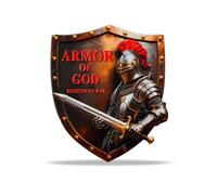 RYUKENLM Armor of God Shield Challenge Coin- Red Knight with Sword-Ephesians 6:10-11, Faith and Strength