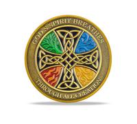 RYUKENLM Celtic Blessing Christian Challenge Coin - Celtic Cross & Trinity Knot, Irish Blessing Prayer Token, Antique Gold Inspirational Faith Gift for Men & Women