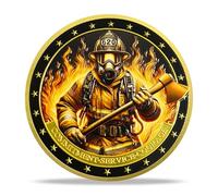 RYUKENLM Firefighter Challenge Coin First Responder Fireman Coins | Tribute to Courage, Service & Commitment, Firefighter Helmet & Fire Elements, Gift for Firefighters' Appreciation, Retirement