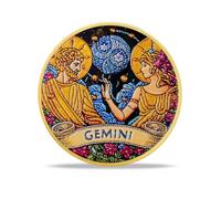 RYUKENLM Gemini Zodiac Challenge Coin, 12 Zodiac Constellation Coin Talisman,Good Luck Charm Tarot Coin, Meaningful Star Sign Gift for Men, Women, Friends & Kids
