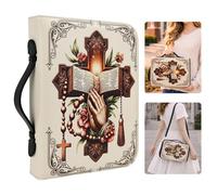 RYUKENLM Heart Prayer Bible Cover with Scripture Philippians 4:6-7 XL Bible Case with Handle & Shoulder Strap, Zippered Bible Carrying Case for Women Girls，Christian Gift for Church Bible Study