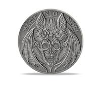 RYUKENLM Memento Mori Challenge Coin Bat Skull Design Tempus Fugit Time, Mortality & Reflection Motivational Stoicism Gifts for Daily Stoic Practice