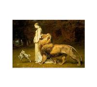 RyuSa Briton Riviere Famous Painters' Works(Una And The Lion) Printing Posters Wall Art Scroll Canvas Painting Picture Living Room Decor Home 16x24inch(40x60cm)