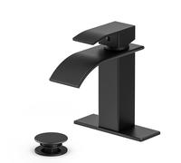 Ryuwanku Bathroom Faucet Matte Black Modern Waterfall Bathroom Sink Faucet with Single Handle Suitable for 1 or 3 Holes,Supply Deck Plate and Hose……